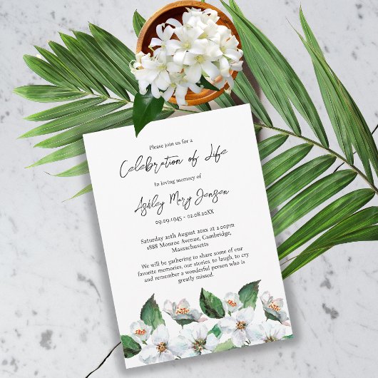 Invitation Jasmine Celebration of Life Funeral