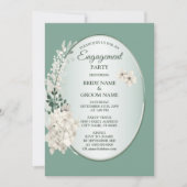 Invitation Jasmine Floral Green Geometric Engagement Party (Devant)