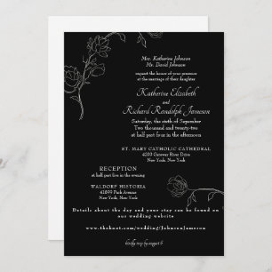 Invitation Jasmine Outline Noir Mariage de site Web officiel