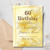Invitation Jaune 60 Fabuleux fête d'anniversaire florale