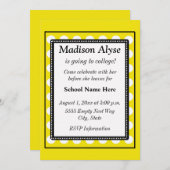 Invitation Jaune avec points blancs fermés à l'Invitation de  (Devant / Derrière)