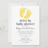 Invitation Jaune Bébé Pieds Drive Par Baby shower (Devant)