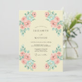 Invitation Jaune Beurre Doux Floral Mariage (Debout devant)