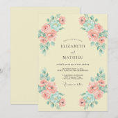 Invitation Jaune Beurre Doux Floral Mariage (Devant / Derrière)