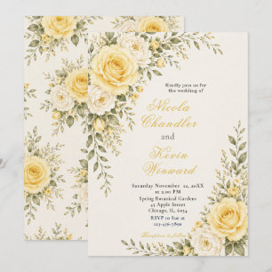 Invitation Jaune Beurre et Mariage Ivoire