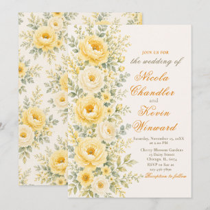 Invitation Jaune Beurre et Mariage Sage