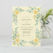 Invitation Jaune Beurre Eucalyptus Mariage (Debout devant)