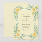 Invitation Jaune Beurre Eucalyptus Mariage (Devant / Derrière)