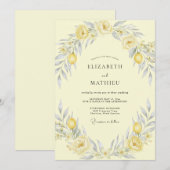 Invitation Jaune Beurre Mariage Citron Eucalyptus (Devant / Derrière)