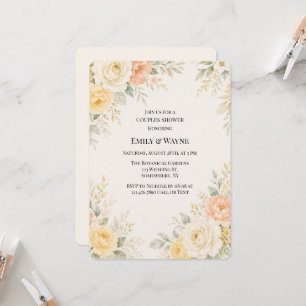 Invitation Jaune Beurre Mariage Couple Peach & Ivory Shower F