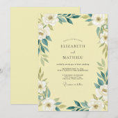 Invitation Jaune Beurre Mariage Feuille de Téal (Devant / Derrière)