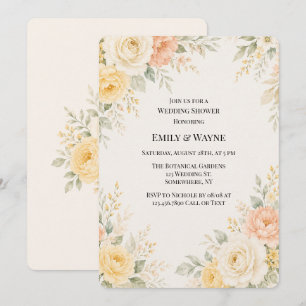 Invitation Jaune Beurre Mariage Fleur Peach & Ivory Shower