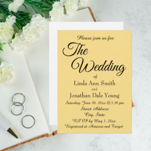 Invitation Jaune Beurre Mariage Style Simple Monotone