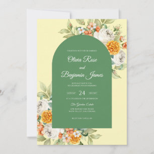 Invitation Jaune Beurre Mariage Tagète Eucalyptus