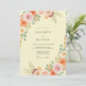 Invitation Jaune Beurre Ranunculus Eucalyptus Doux Mariage (Debout devant)