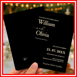 Invitation Jaune Beurre Texte sur Mariage Noir