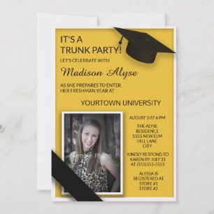 Invitation Jaune Black College Trunk Party Dorm Douche Photo