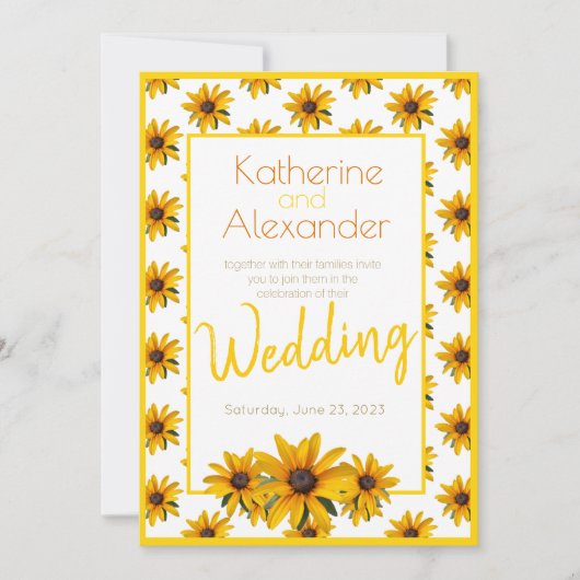 Invitation Jaune Black Eyed Susan Flower Simple Mariage (Devant)