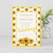 Invitation Jaune Black Eyed Susan Flower Simple Mariage (Debout devant)