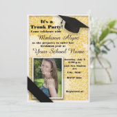 Invitation Jaune Black Floral Trunk College Party Photo (Debout devant)