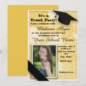 Invitation Jaune Black Floral Trunk College Party Photo (Devant / Derrière)
