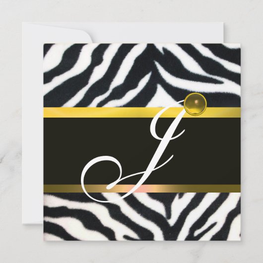 Invitation JAUNE BLACK ZEBRA FUR MONOGRAM, Topaz (Devant)