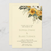 Invitation Jaune blanc et vert Floral Jaune Mariage (Devant / Derrière)