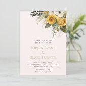 Invitation Jaune blanc et vert Mariage floral (Debout devant)