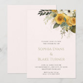 Invitation Jaune blanc et vert Mariage floral (Devant / Derrière)
