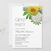 Invitation Jaune & Blanc Floral Graduation Party (Devant)