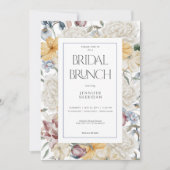 Invitation Jaune Bleu & Blanc Floral Blanc Brunch de Mariage (Devant)