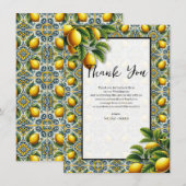 Invitation Jaune Bleu Capri Citron Méditerranée Merci (Devant / Derrière)