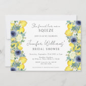 Invitation Jaune bleu floral citron douche nuptiale Invitatio (Devant)