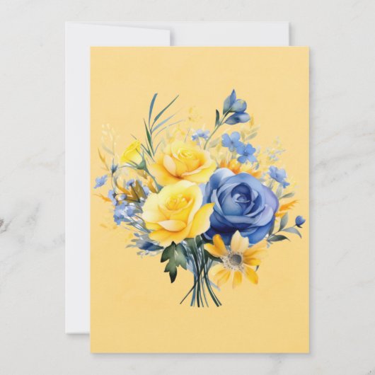 Invitation Jaune Bleu Mariage Couples Douche (Dos)