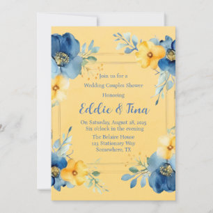 Invitation Jaune Bleu Mariage Couples Douche