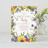 Invitation Jaune bleu violet Floral Vide Nest Party (Debout devant)