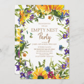 Invitation Jaune bleu violet Floral Vide Nest Party (Devant / Derrière)