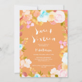 Invitation Jaune boho floral script d'aquarelle douce 16 (Devant)