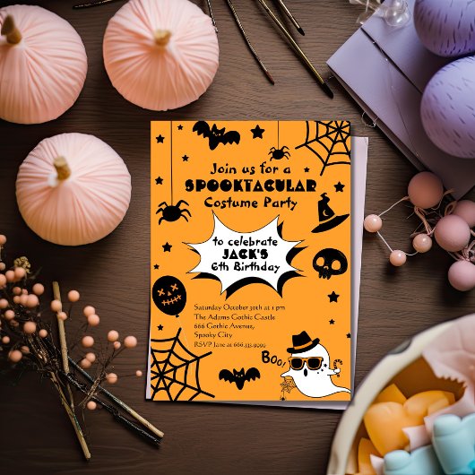 Invitation Jaune BOO Spooktacular Halloween fête d'anniversai