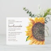Invitation Jaune Brown Aquarelle Tournesol fête de graduation (Debout devant)