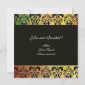 Invitation JAUNE BRUN ROUGE NOIR DAMAS MONOGRAMME, blanc (Dos)