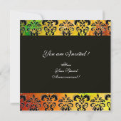 Invitation JAUNE BRUN ROUGE NOIR DAMAS MONOGRAMME, blanc (Dos)