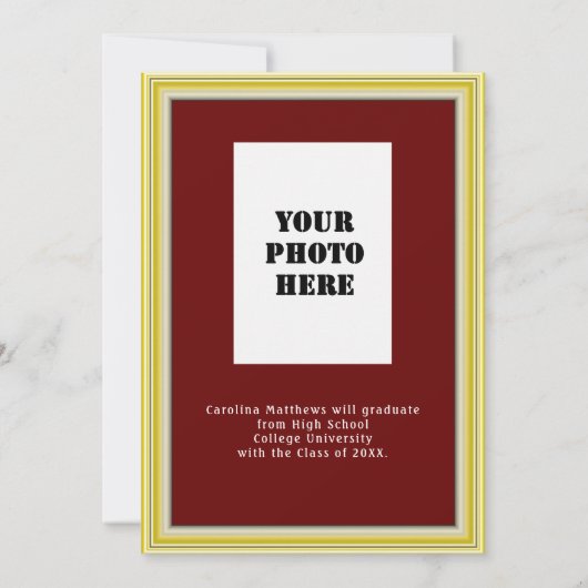 Invitation Jaune Cadre Or Maroon Dîner Diplôme (Dos)