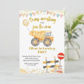 Invitation Jaune Camion Camion Boy Anniversaire (Debout devant)