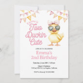 Invitation Jaune Canard Thème Deux Canards Mignonne 2ème Anni (Devant)