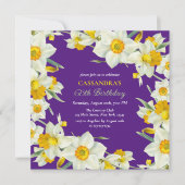 Invitation Jaune Chic Blanc Daffodique Floral Purple Annivers (Devant)