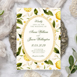 Invitation Jaune citron floral mariage sans couture