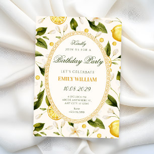 Invitation Jaune citron floral sans couture pour anniversaire