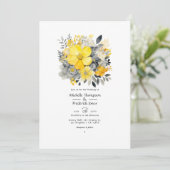 Invitation Jaune citron, gris orageux et mariage gris clair (Debout devant)