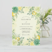 Invitation Jaune Citron Mariage d'Été Zesté (Debout devant)